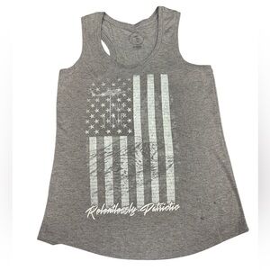 Gray Graphic Tank Top with Distressed Flag